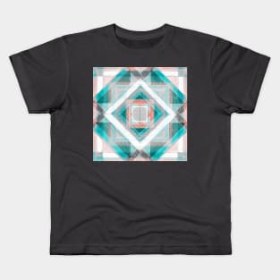 Hand Made Edited Pencil Geometry in Light Turquise on Asphalt Kids T-Shirt